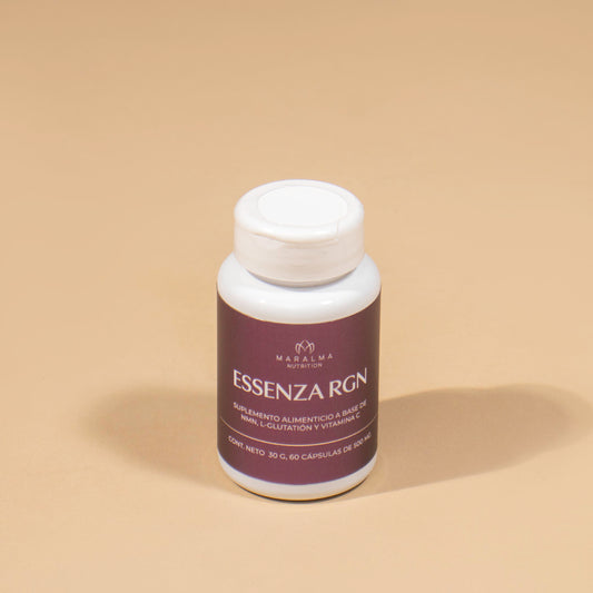 ESSENZA RGN · Suplemento a base de NMN, L-Glutatión y Vitamina C.